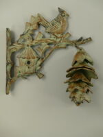 Gietijzeren bel vogelnest groen