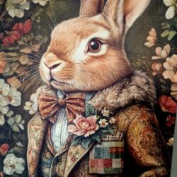 Meneer konijn met bruine stippel strik Gastendoekje