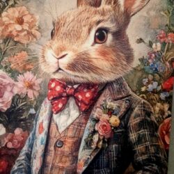 Meneer konijn met rode stippel strik Gastendoekje